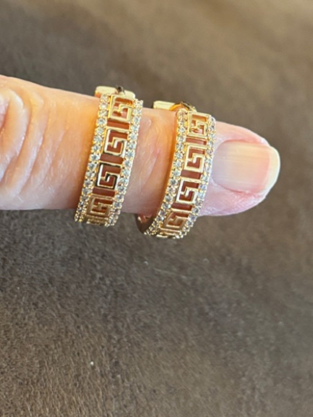 Pretty Bird Jewelry Rose Gold Tone Greek Key Hoop Earrings